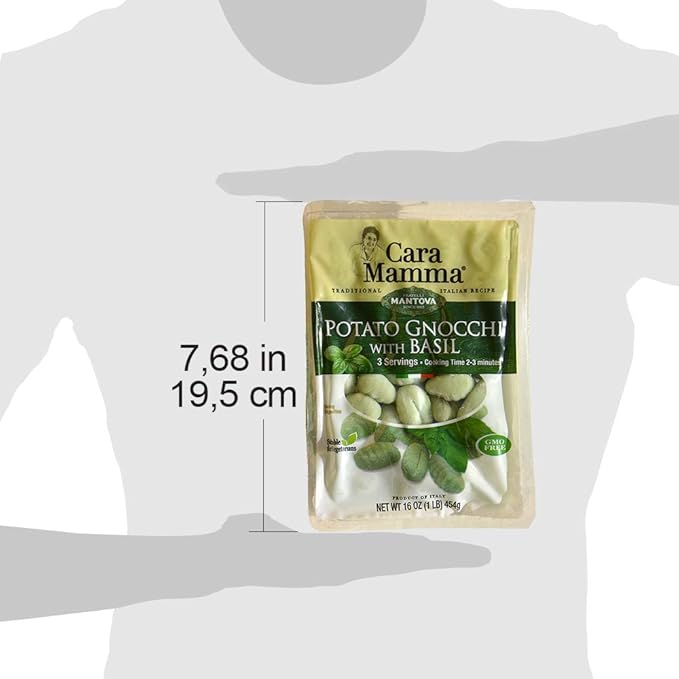 Mantova Cara Mamma Basil Potato Gnocchi Pasta 16 Ounce (Pack of 6)