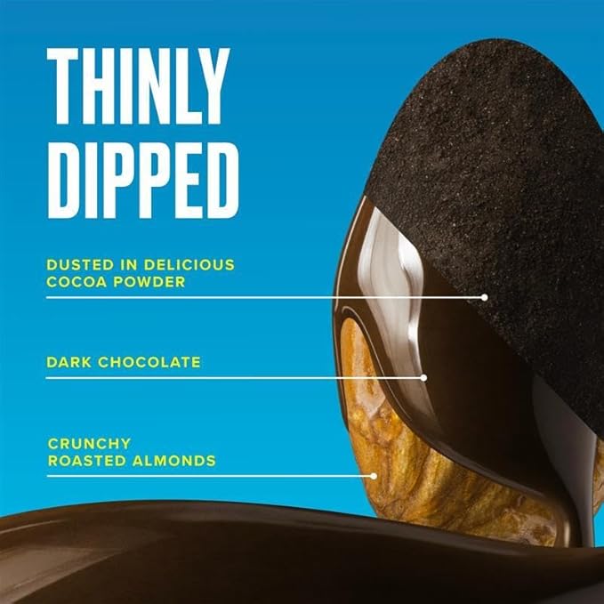 SkinnyDipped Dark Chocolate Cocoa Almonds 1lb Bag Healthy Snack Plant Protein Gluten Free Pack of 1