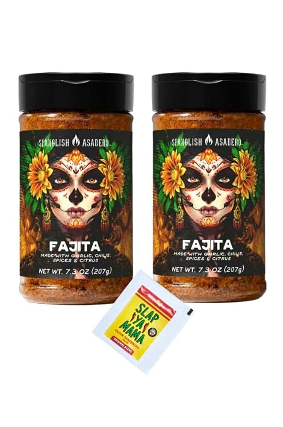 Mexican Traditional Seasoning Mix Asadero-Style Spice Blend for Chicken Beef Pork and Vegetables with Bonus Slap Ya Mama Seasoning Packet (7.3 oz/ 2 Pk Fajita)