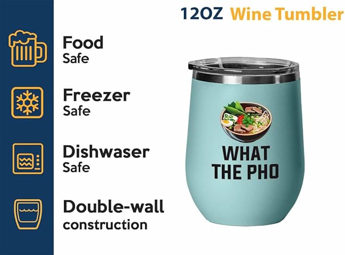 Ramen Lover Teal Edition Wine Tumbler 12oz - What the pho - Food Lovers chicken pumpkin vegan pantry spicy noodles