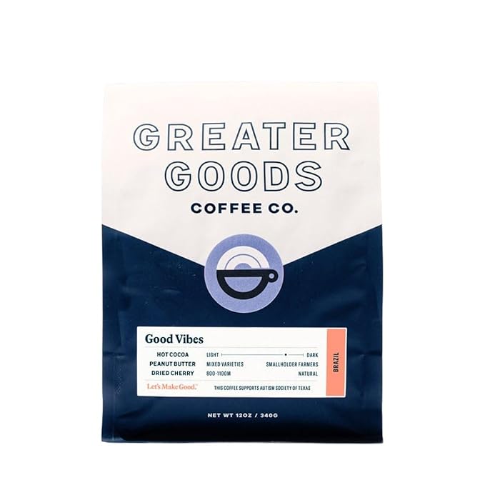 Good Vibes - Brazil - Roasted by Greater Goods Coffee Co. - Freshly Ground Coffee - 2 Pound Bag