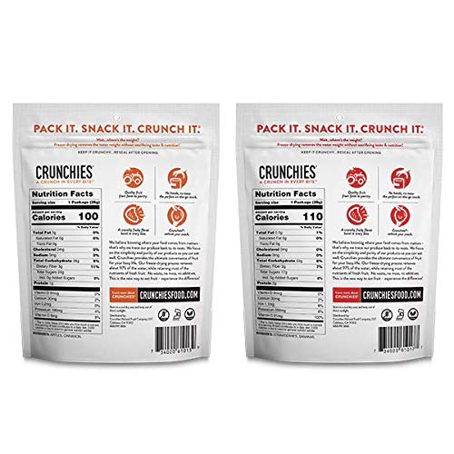 Crunchies Freeze-Dried Fruits Strawberry Banana &amp Cinnamon Apple Bundle 100% All Natural Crispy Snacks Gluten Free &amp Vegan 12ct (6 Of Each Flavor) 1 Ounce Bags (Packaging May Vary)