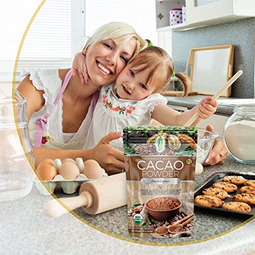 Pure Natural Miracles Cacao Powder - Organic Raw Unsweetened Sugar Free Cocoa - Wild Chocolate Flavor - Perfect for Smoothies and Baking - 2 lb