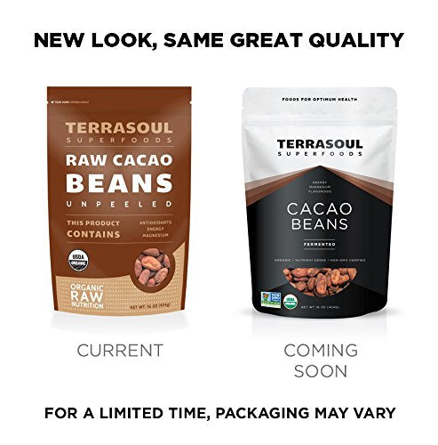 Terrasoul Superfoods Raw Organic Criollo Cacao Beans 16 Oz Raw Chocolate Goodness for Baking Snacking and Homemade Chocolate Creations (Pack of 2)