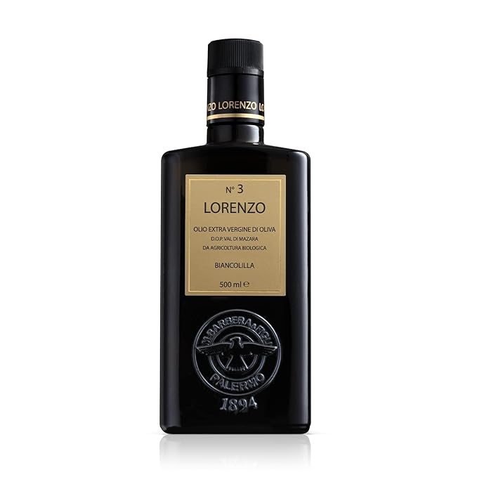 Barbera Lorenzo N° 3 Organic Extra Virgin Olive Oil PDO Val di Mazara Fruity Cold Extracted Authentic Sicilian Olive Oil Fresh Harvest Imported Olive Oil From Italy 16.9 oz