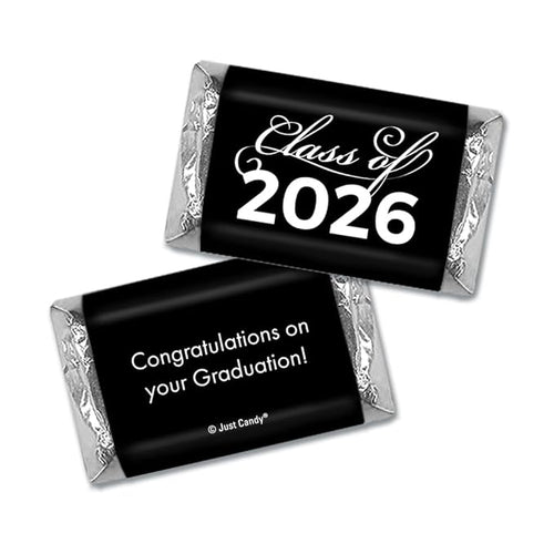 124 Pcs Black Graduation Candy Party Favors Black Wrapped Miniatures and Silver Kisses by Just Candy (1.52 lbs approx. 124 Pcs)