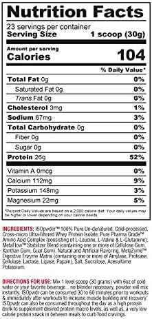 Metabolic Nutrition Whey Protein Isolate ISO PWDR Birthday Cake 3.04lb 23 Servings 26g Protein Fast Digesting Zero Carbs Delicious Flavor Very Low Carbs &amp Fat Zero Lactose
