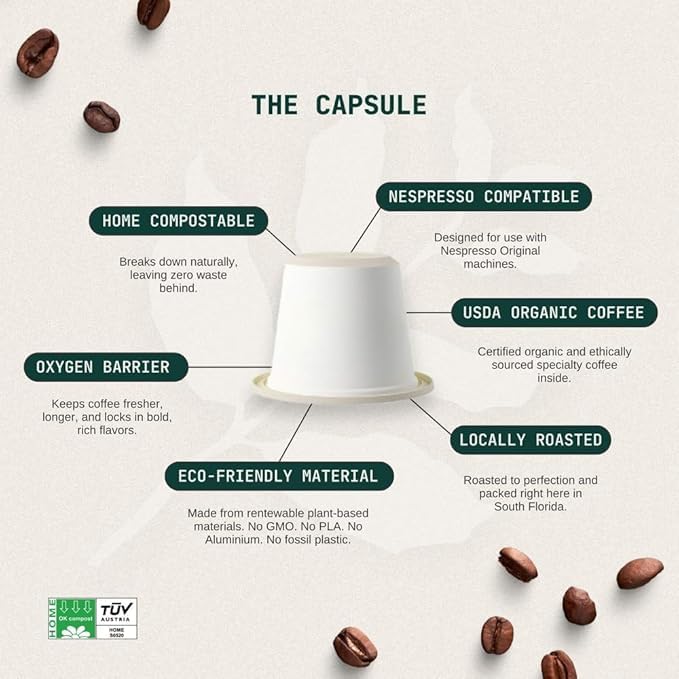 Artizan Coffee USDA Organic Espresso Coffee Capsules For Nespresso Original | Flavors Variety | 120 Compatible Compostable Pods