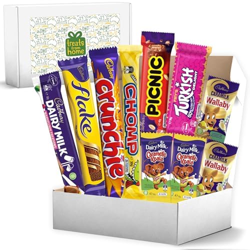 Cadbury Chocolate Box 10-Pack – A Delicious Assortment of Australian Favorites Including Flake Crunchie Turkish Delight Picnic and More – 316g of Classic Cadbury Chocolates