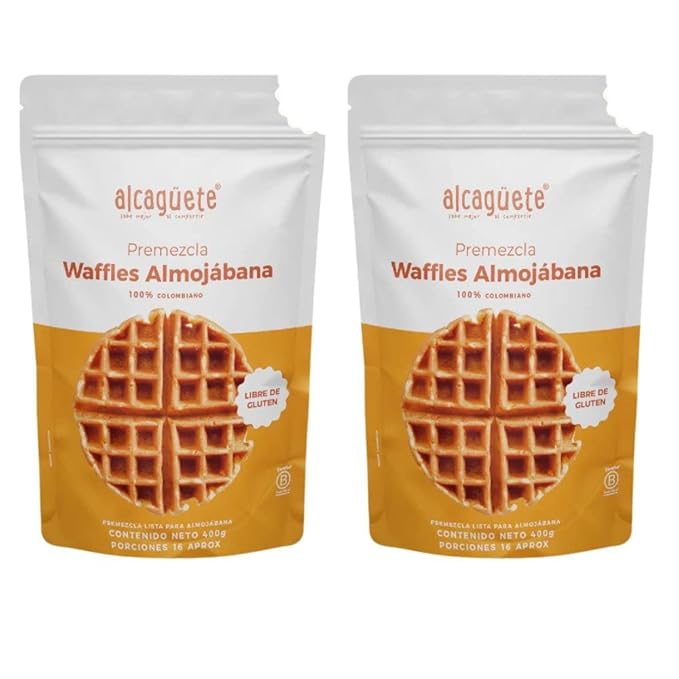 Alcaguete waffles Almojabana (2 pack) Cheese bread waffle Gluten Free &amp no added sugar Works with Waffle Maker - Fast and Fresh Breakfast Foods