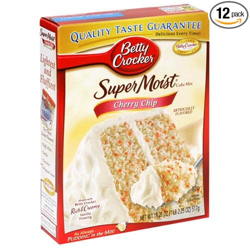 Betty Crocker Supermoist Cake Mix Cherry Chip 18.25-Ounce Boxes (Pack of 12)