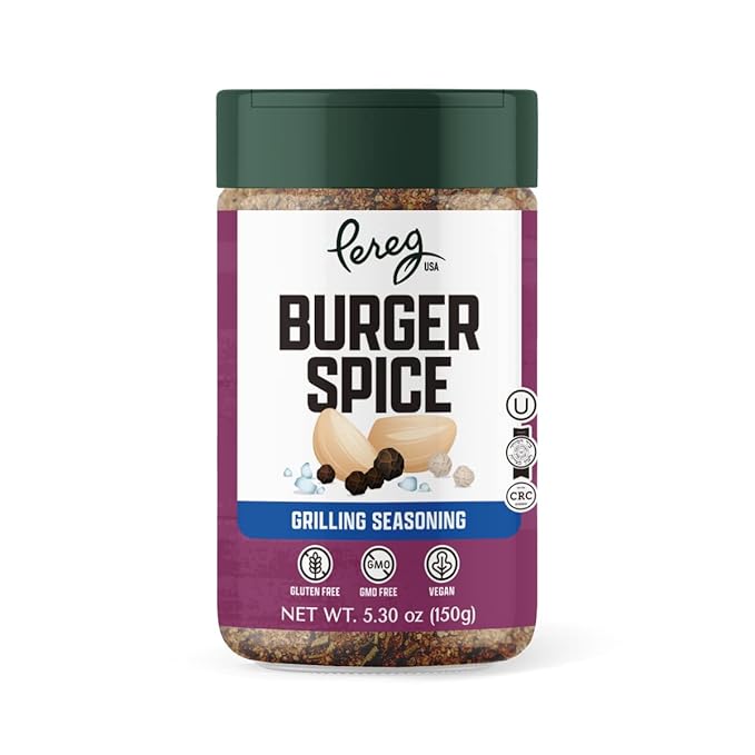 Pereg Burger Spice (5.30 Oz x 6 Pack) - Hamburger Seasoning with Black Pepper White Pepper Onion Garlic &amp Mustard - Meat BBQ Seasoning for Beef Chicken Brisket Ribs Burgers Potatoes - Non