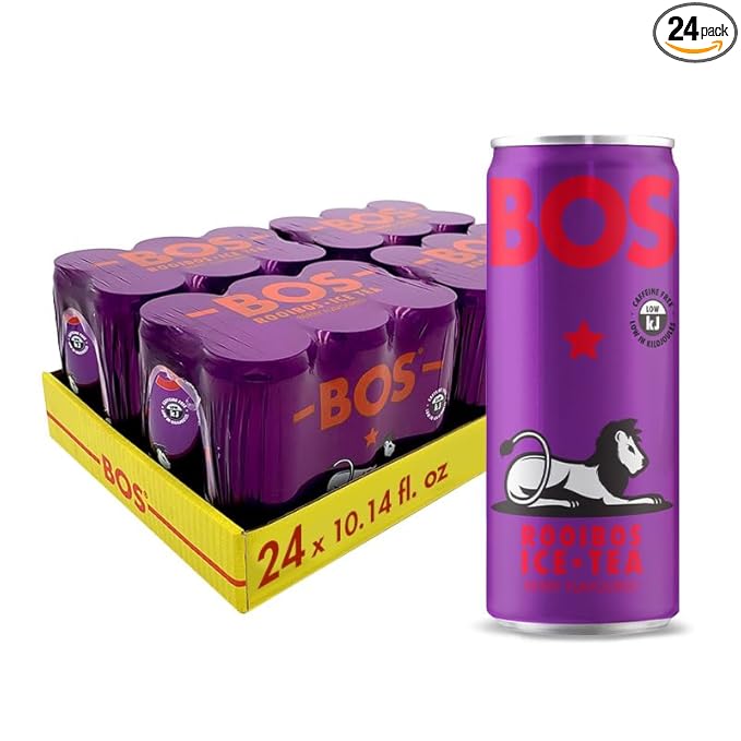 BOS Rooibos Iced Tea Berry | 24x (6x 10.1 oz Cans) | Organic Caffeine Free Naturally Sweet Antioxidant-Rich Herbal Red Rooibos Tea | From South Africa