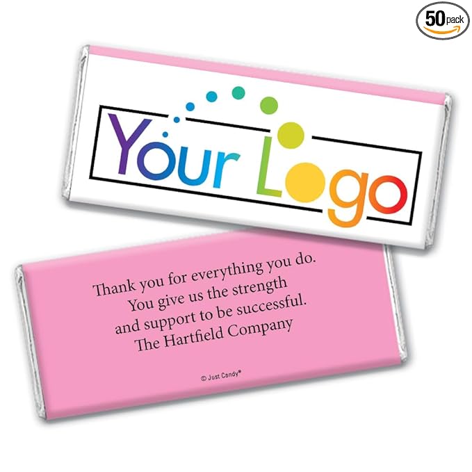 50 Pcs Personalized Candy Promotional Products Add Your Logo Chocolate Bars - Pink
