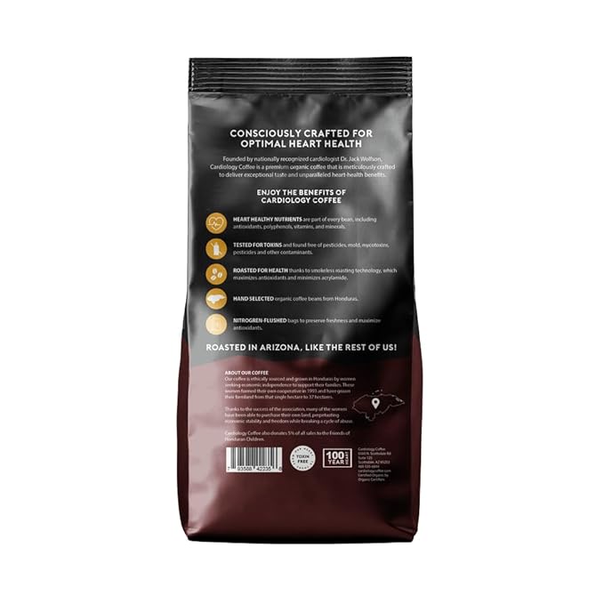 Cardiology Coffee – Whole Bean Coffee – USDA Certified Organic Mold Free 12oz Premium Light Roast Organic Coffee Beans with Antioxidant Benefits – Perfect for Heart Healthy Lifestyle