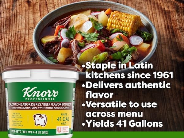 Knorr Professional Caldo de ResBeef Bouillon with Beef Flavor Granulated BaseBouillon as a BaseMarinadeFlavor EnhancerShelf Stable Convenience0g Trans Fat4.4 lbs(Pack of 2)