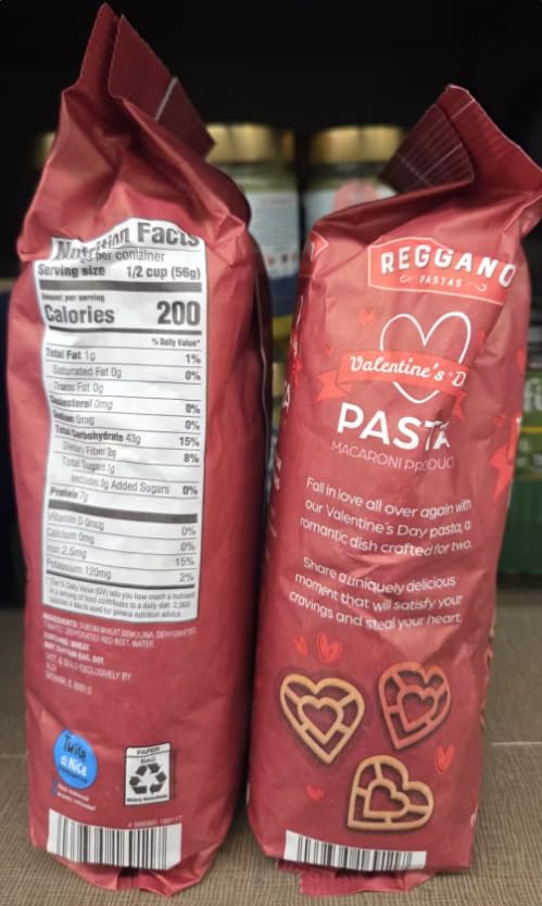 Regganno Valentine's Day Pasta Macaroni Product 17.6oz 500g (2 Bags)