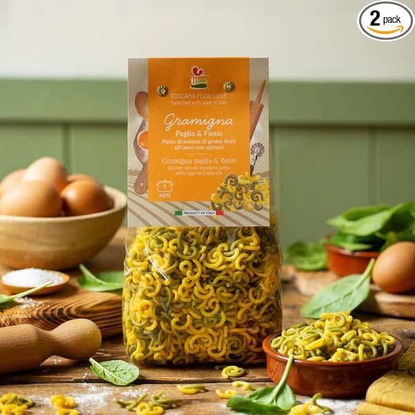 EMILIA FOOD LOVE | Egg Gramigna Paglia e Fieno (2 Pack) 2x17.6oz (2x500g) - italian pasta (tuscan)