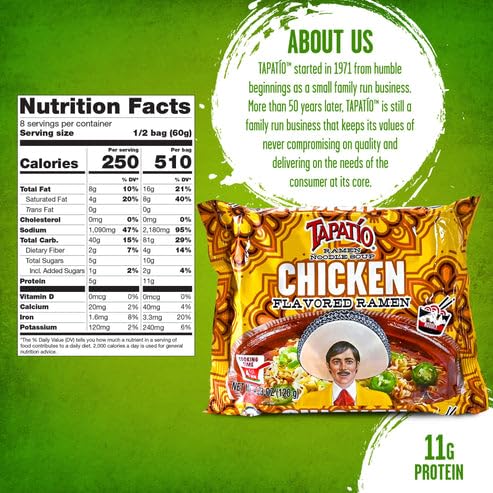 Tapatío Ramen Noodle Soup Chicken Flavored - Pouch 4.23 oz. (120g) Case of 16
