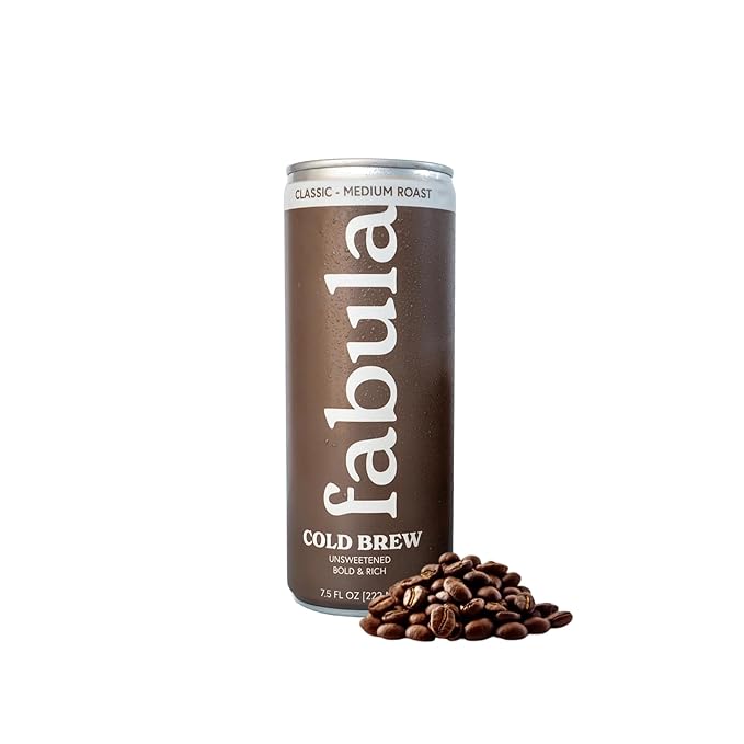 Fabula Organic Cold Brew Coffee 7.5 oz Cans - Single Origin Peruvian 100% Arabica Beans - Organic Low Acid | No Sugar Medium Roast - Ready to Drink Coffee Pack of 12