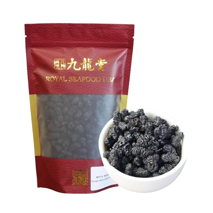 Royal Seafood USA Premium Dried Black Mulberries Sun Dried Mulberries Healthy Vegan 精选桑葚干无籽无沙280g 补肾黑发 泡水喝 九龍堂