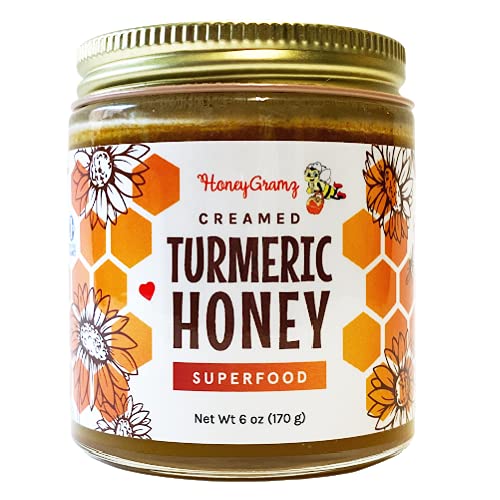 HoneyGramz Raw Unfiltered Superfood Creamed Honey - Organic Matcha Turmeric Ginger Cinnamon Chocolate and Garlic. Small Batch Handcrafted and Unprocessed - Rich in Nutrients and Beneficial Enzym