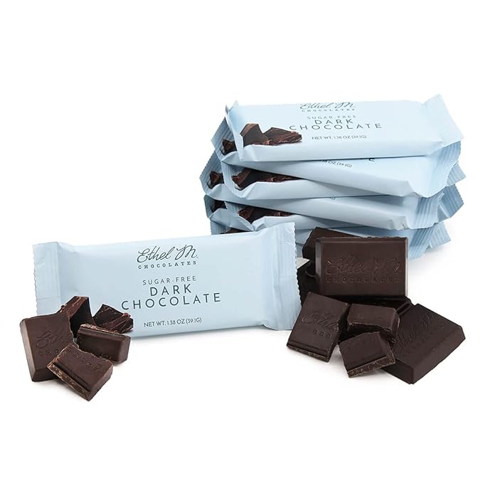 Ethel M Chocolates Premium Sugar Free Dark Chocolate Bars Individually Wrapped Chocolate Candy Bars for Gifting Holidays &amp Everyday Indulgence (24 Pieces)