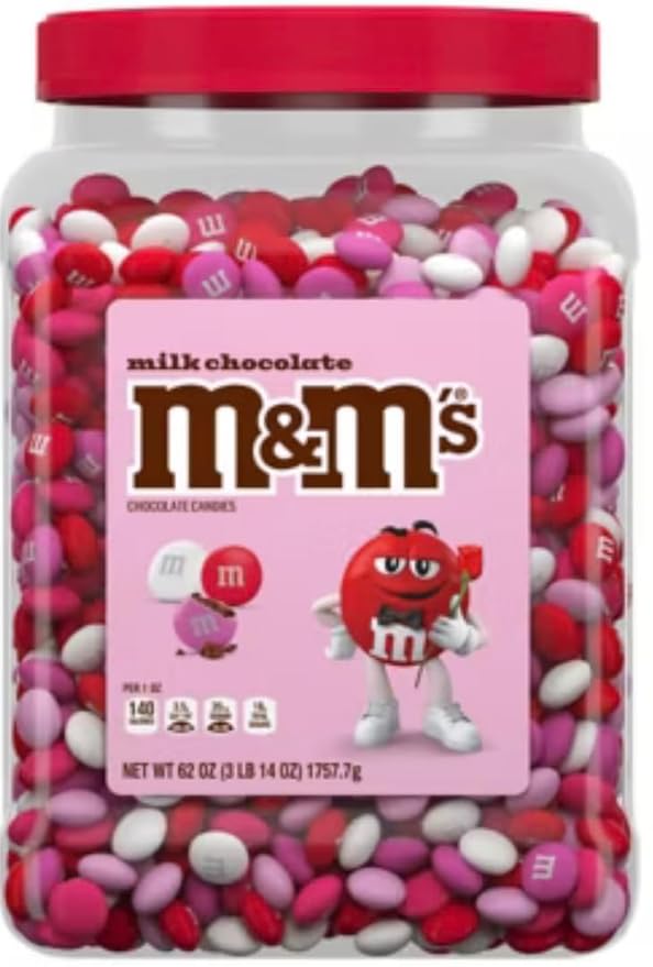 M&ampMS Milk Chocolate Valentine's Day Candy Jar 62 oz
