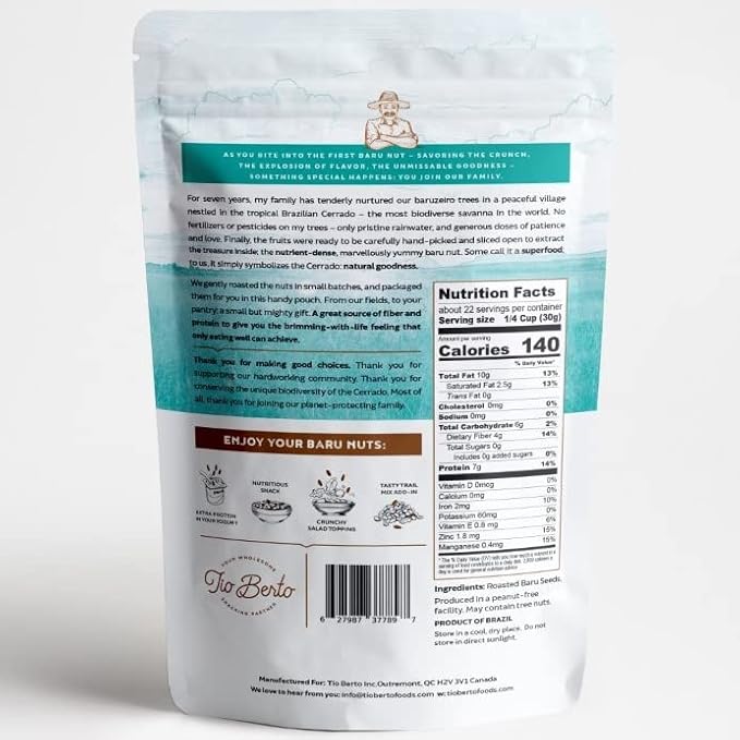 Keto Baru Nuts Roasted 1.5 Pound 24 oz Value Pack Exotic Gluten Free Snacks | Premium Wild Supernuts Superior to Organic Nuts | Suitable for Vegan Keto Peanut Free Diets | High Protein Snacks | Cru