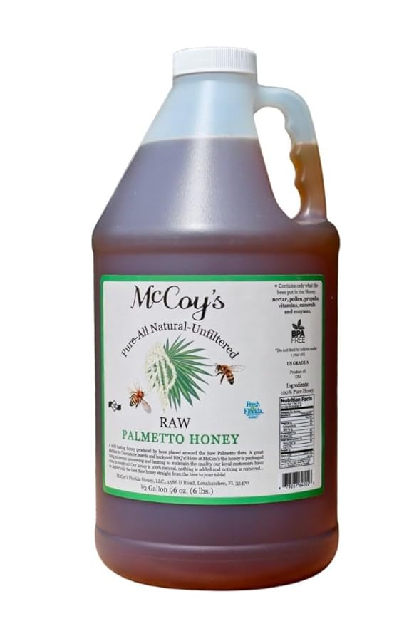 McCoy's Honey - 100% Pure All-Natural Raw Honey - Palmetto Honey 1/2 gal (6lb)