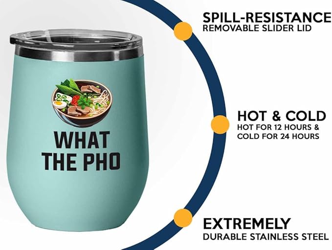 Ramen Lover Teal Edition Wine Tumbler 12oz - What the pho - Food Lovers chicken pumpkin vegan pantry spicy noodles