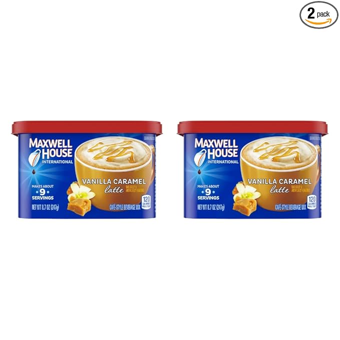 Maxwell House International Latte Vanilla Caramel Flavored Instant Coffee 8.7 Ounce (Pack of 2)