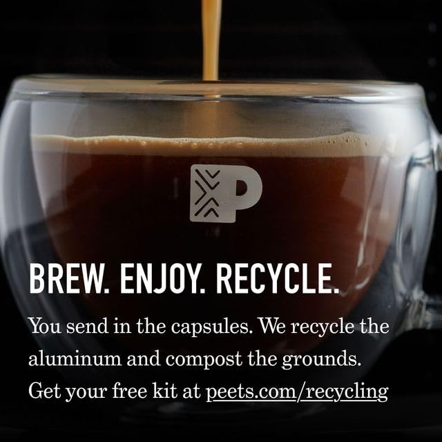 Peet's Coffee Medium Roast Decaf Espresso Capsules Compatible with Nespresso Original Machine Decaffeinated Arabica Coffee - Decaf Ristretto Intensity 10 50 CT (5 Boxes of 10 Espresso Capsules)