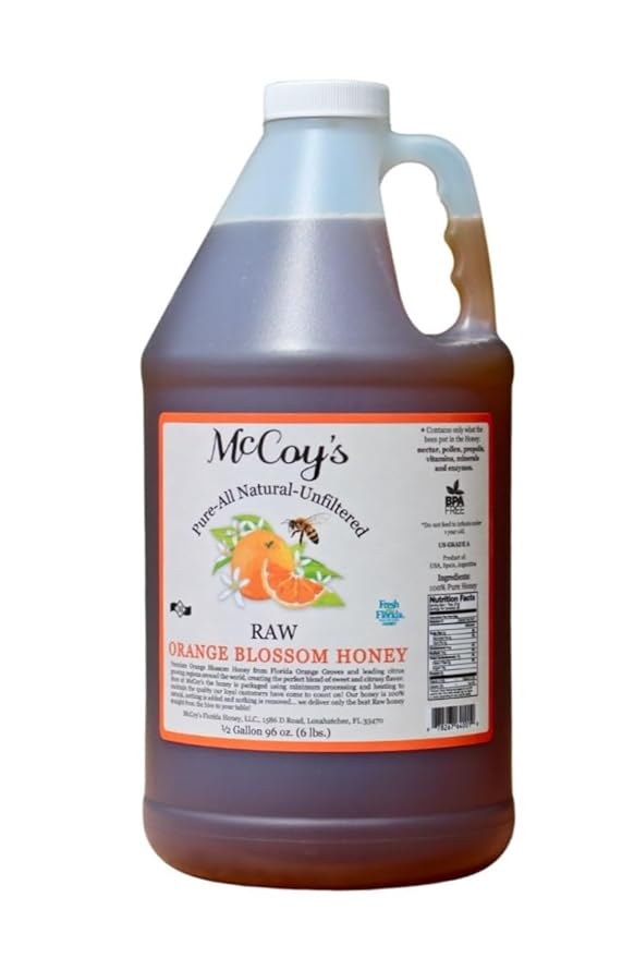 McCoy's Honey - 100% Pure Raw Honey - Orange Blossom Honey 1/2 gallon (6lb)