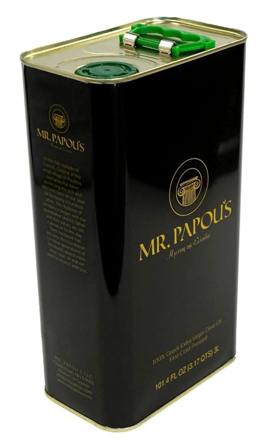 Mr. Papou's Authentic Greek Extra Virgin Olive Oil – High Polyphenols First Cold Pressed Family Owned Single Origin Harvested in Greece – 3 Liter (101.4 fl oz)