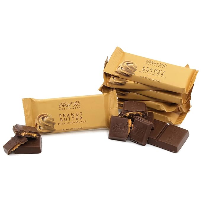 Ethel M Chocolates Premium Milk Chocolate Peanut Butter Filled Bars Individually Wrapped Chocolate Candy Bars for Gifting Holidays &amp Everyday Indulgence (8 Pieces)
