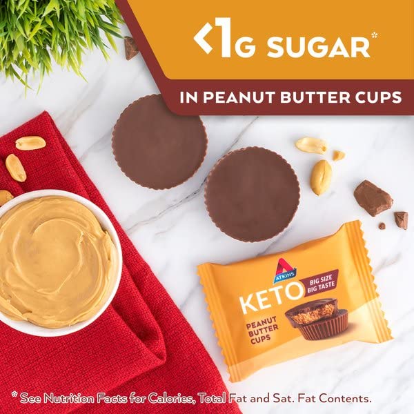 Atkins Keto Peanut Butter CupsNaturally FlavoredZero Grams Added SugarGluten Free20 Count (Pack of 2)