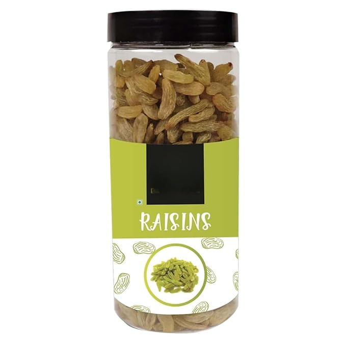 Plain Green Raisin (Kishmish) Dried Grapes Healthy Nutritious &amp Delicious | Rich in Iron &amp Vitamin B | Healthy Sweet Treats -500 gm jar