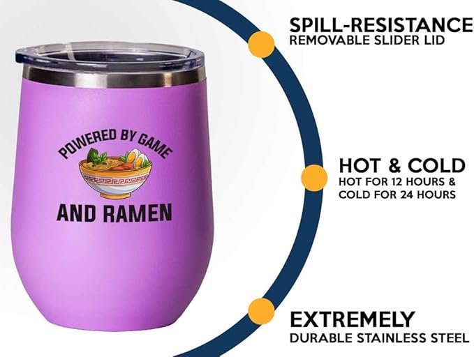 Ramen Lover Pink Edition Wine Tumbler 12oz - Powered by game - Food Lovers chicken pumpkin vegan pantry spicy noodles