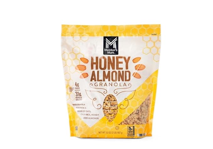 Member Mark Expect More Honey Almond Granola 4 lbs | Crunchy Whole Grain Cereal with Real Honey &amp Almonds | Great for Breakfast Yogurt or Snacking
