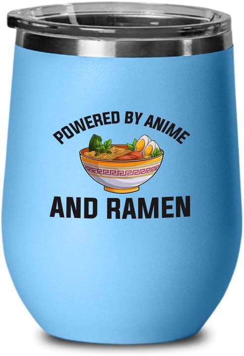 Ramen Lover Blue Edition Wine Tumbler 12oz - Powered by anime - Food Lovers chicken pumpkin vegan pantry spicy noodles