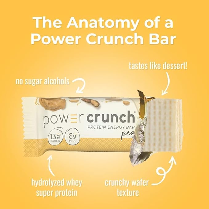Power Crunch Protein Wafer Bars High Protein Snacks with Delicious Taste Peanut Butter Crème 1.4 Ounce (12 Count)