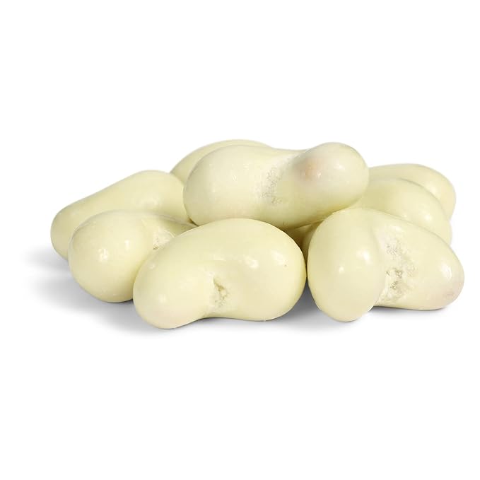 Gourmet White Chocolate Covered Cashews by Its Delish 3 LBS Jumbo Reusable Container | White Milk Chocolate Coated Cashew Nuts Kosher Dairy