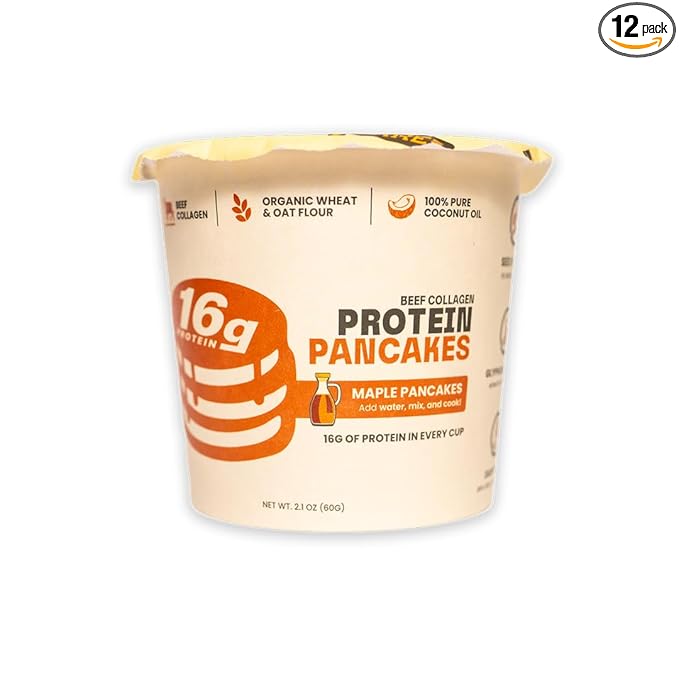 Beef Cakes Beef Collagen Protein Pancakes (12 Pack Maple) – 16g Protein Clean Ingredients No Dairy or Seed Oils – High Protein Breakfast for Athletes
