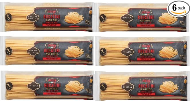 Italian Bucatini Pasta Macaroni Bronze Cut (6 Packs 16 oz. each)