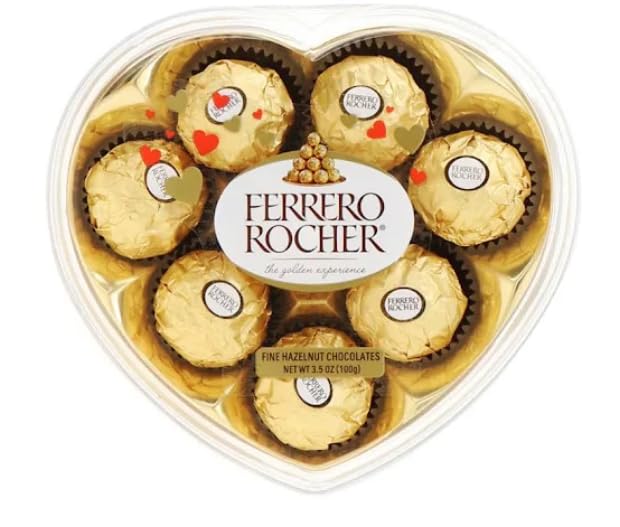 Ferrero Rocher Valentine's Day Gift Bundle -Assorted Chocolate Teddy Bear Share The Love Holographic Rose Valentines Day Themed Gift Bag (Ferrero Rocher Heart Chocolate Box)