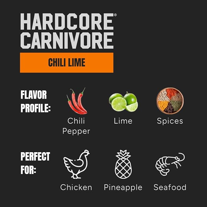 Hardcore Carnivore Chili Lime: Zesty Seasoning Blend (56 oz Mega Pack) Texas-Made Bold Tangy Flavor for Chicken Seafood Veggies Rims and More