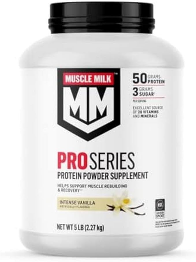 Muscle Milk Pro Series Protein Powder Supplement Intense Vanilla 5 Pound 28 Servings &amp Pro Series Protein Powder SupplementKnockout Chocolate2 Pound11 Servings50g Protein