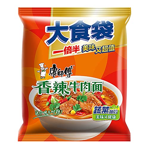 康师傅 方便面 大食袋方便面 泡面袋装速食 五连包144g*5包Master Kong instant noodles big food bag instant noodle bag instant food five packs 144g*5 packs (香辣面5袋 /Spicy noodles 5 bags)