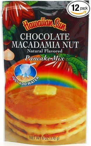 Hawaiian Sun Chocolate Macadamia Nut Pancake Mix 6-ounce (Pack of 12)